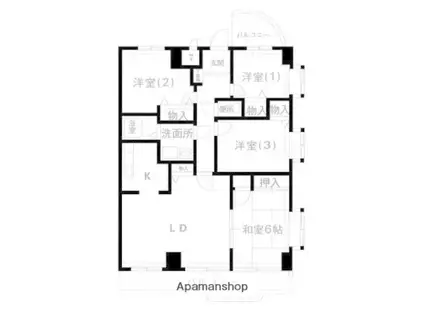ブリッジ壱番館(4LDK/6階)の間取り写真