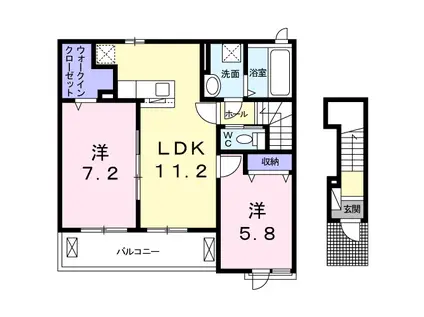 サイレンスヴィラⅡ(2LDK/2階)の間取り写真