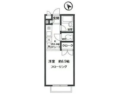 ベイハウスK(ワンルーム/1階)の間取り写真
