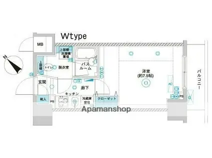 フェニックス横濱関内BAYGAIAフェニックスヨコハマカンナ(1K/8階)の間取り写真