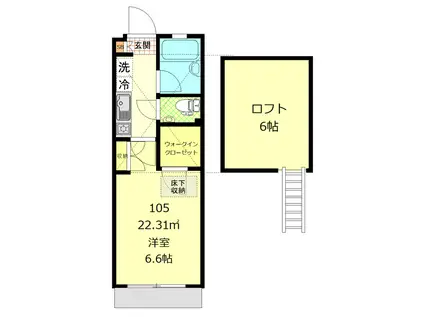 コートドール汐入(1K/1階)の間取り写真