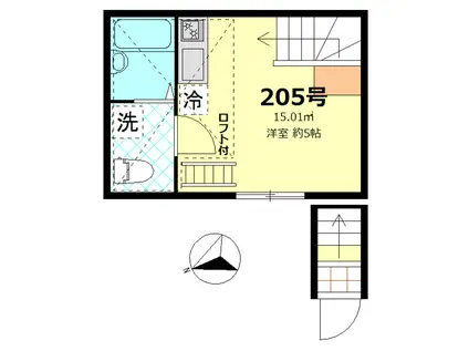 コンフォールブラン南蒲田(ワンルーム/2階)の間取り写真