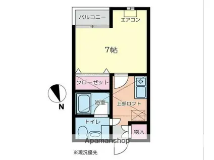 リヴェールⅢ(1K/2階)の間取り写真