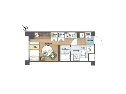 ジニア不動前(ワンルーム/2階)の間取り写真