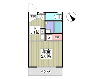 パレス金森台(1K/1階)の間取り写真