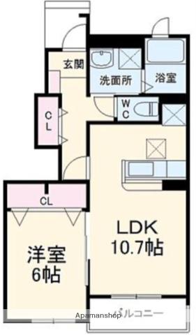 アクティブⅡ(1LDK/1階)の間取り写真