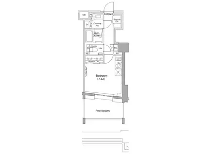 東急目黒線 不動前駅 徒歩6分 7階建 築4年(ワンルーム/5階)の間取り写真