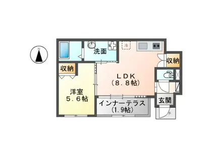 東八幡アパートⅡ期工事(1LDK/1階)の間取り写真