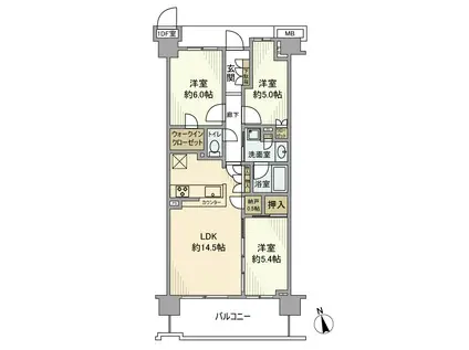オハナ茅ケ崎(3LDK/2階)の間取り写真