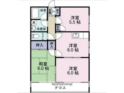メゾンオルフェウス(3DK/1階)の間取り写真