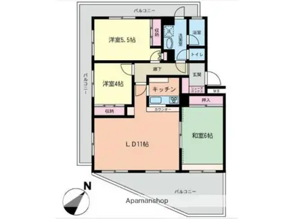 ライオンズマンション下永谷(3LDK/1階)の間取り写真