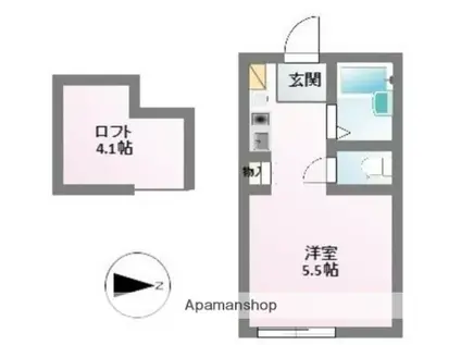 ルミエールコートⅡ(ワンルーム/1階)の間取り写真