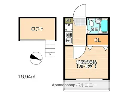 リベルタ北久里浜(1K/1階)の間取り写真