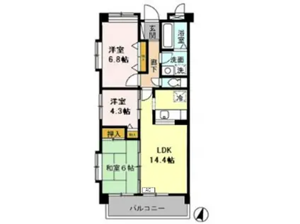 ベルシャイン厚木(3LDK/2階)の間取り写真