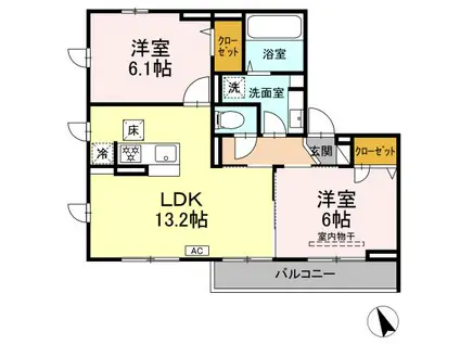 RESIDENCE RICO(2LDK/1階)の間取り写真