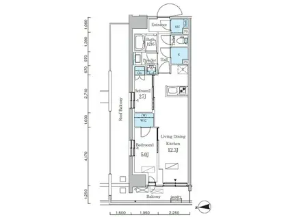 パークアクシス品川天王洲アイル(2LDK/11階)の間取り写真