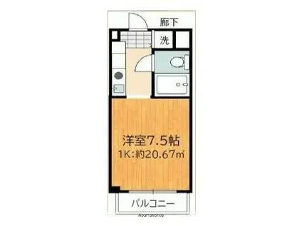 テディマンション(1K/3階)の間取り写真