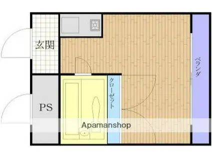 コンドミニアム小田急相模原(ワンルーム/3階)の間取り写真