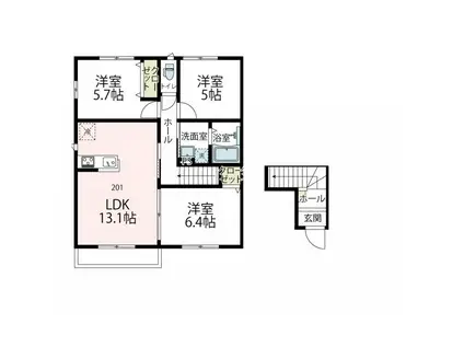サン・ヴィラーレ(3LDK/2階)の間取り写真