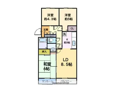 湘南武山シーサイドパーク(3LDK/4階)の間取り写真