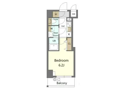 S-RESIDENCE横濱吉野町BURGEON(1K/2階)の間取り写真