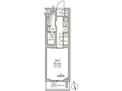 ARKMARK南品川(1K/3階)の間取り写真