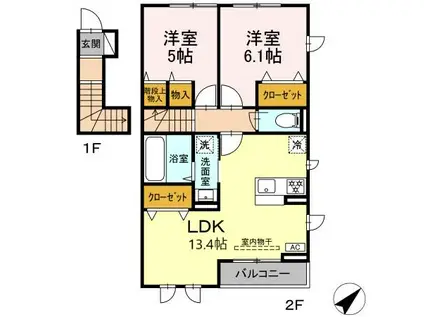 ライラック(2LDK/2階)の間取り写真