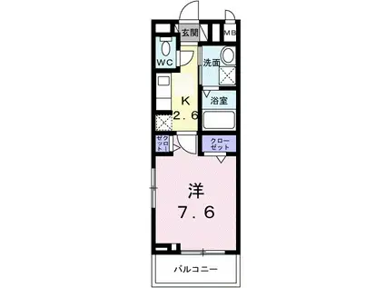 エルミタージュⅡ(1K/2階)の間取り写真