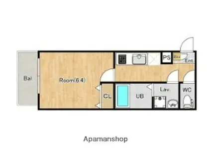 ジーメゾン海老名門沢橋エテルノ(1K/1階)の間取り写真