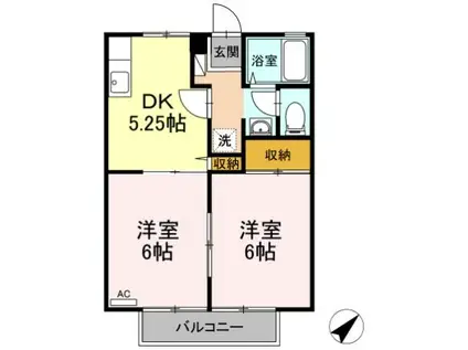 サニーコートハタII(2K/1階)の間取り写真