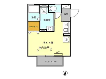 アレーナスM(ワンルーム/1階)の間取り写真