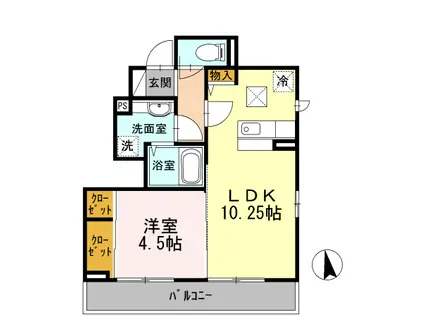 ミキハイツ(1LDK/1階)の間取り写真