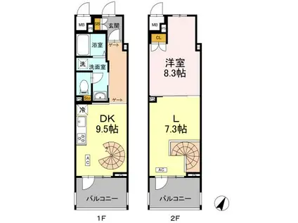 リーラ横浜川和町(1LDK/2階)の間取り写真