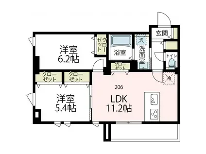 ニューグランデュールⅡ(2LDK/2階)の間取り写真