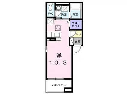 ピクシー(ワンルーム/1階)の間取り写真