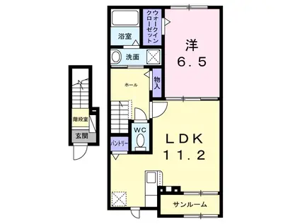 シュタイン・フルス(1LDK/2階)の間取り写真