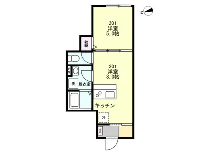 湘南辻堂テラス(1LDK/2階)の間取り写真