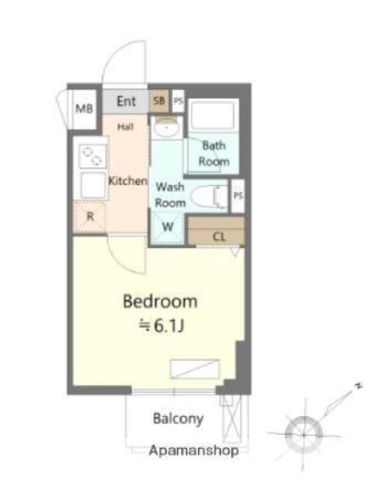SHOKEN RESIDENCE横浜生麦Ⅲ(1K/4階)の間取り写真