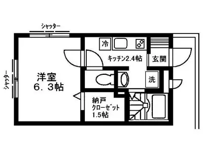 イーストアヴェニュー片瀬Ⅱ(1K/1階)の間取り写真