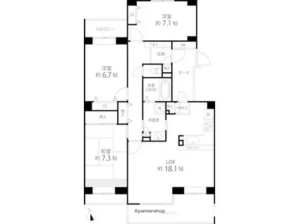 T S GARDEN西寺尾D棟(3LDK/1階)の間取り写真