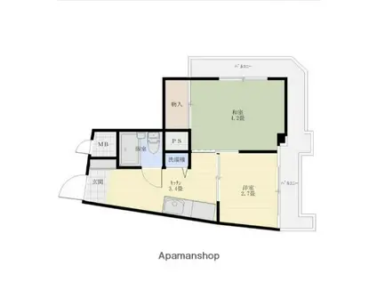 MKハイツ(2K/4階)の間取り写真