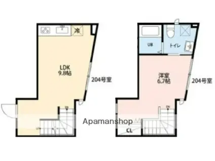 フェリオ小田急相模原(1LDK/2階)の間取り写真