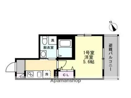ベイルーム金沢六浦(1K/2階)の間取り写真