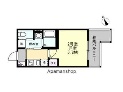 ベイルーム金沢六浦(1K/2階)の間取り写真