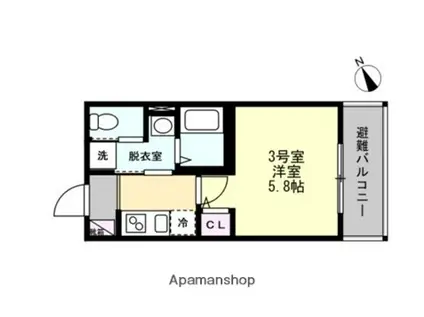ベイルーム金沢六浦(1K/2階)の間取り写真