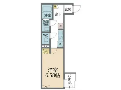 カインドネス本厚木ガーデンⅠ(1K/1階)の間取り写真