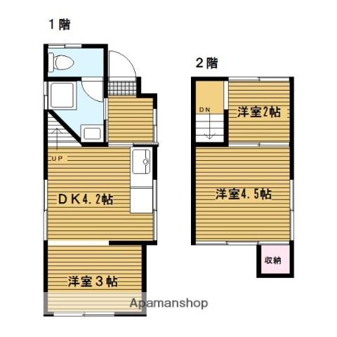 湘南新宿ライン宇須 新川崎駅 徒歩19分 2階建 築67年(3DK)の間取り写真