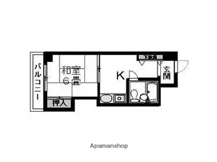 ブルーリーフ・K(1DK/2階)の間取り写真