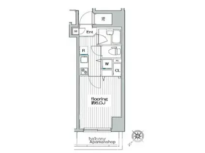 パークウェル川崎弐番館(1K/2階)の間取り写真
