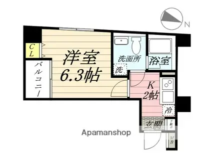 マーレ横浜白金(1K/7階)の間取り写真
